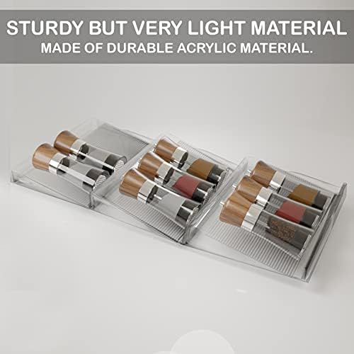3 Tier Spice Rack- Kitchen Drawer Organizer - Clear Plastic Storage Rack for Kitchen Pantry - Perfect for Salt, Pepper, Spices and Seasonings