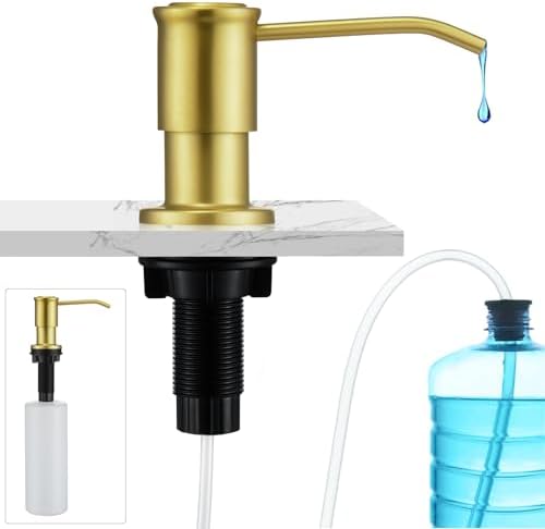 Brushed Gold Kitchen Soap Dispenser Countertop Soap Dispenser for Kitchen Sink, Built in Sink Soap Dispenser for Bathroom ​with 39" Tube Large Capacity 17 OZ Bottle