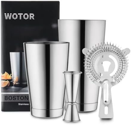 Boston Cocktail Shaker Set, 18 oz & 28 oz, Stainless Steel (Silver)