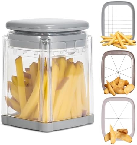 Badelite French Fry Cutter 3 in 1 Potato Onion Chopper Multifunction Egg Apple Slicer Kitchen Vegetable Cutter Dicer for Cucumber, Tomato, Zucchini, Carrot, Citrus Stainless Steel Blade by Badelite