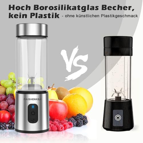 Glass Portable Blender Smoothies: Mini Personal Blender Shakes and Smoothies Small USB Rechargeable, Baby Food Travel Beach Office Sports Kitchen Gym Use - Image 2