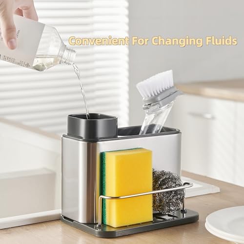 3-in-1 Kitchen Sink Caddy,Dish Soap Dispenser with Sponge Holder