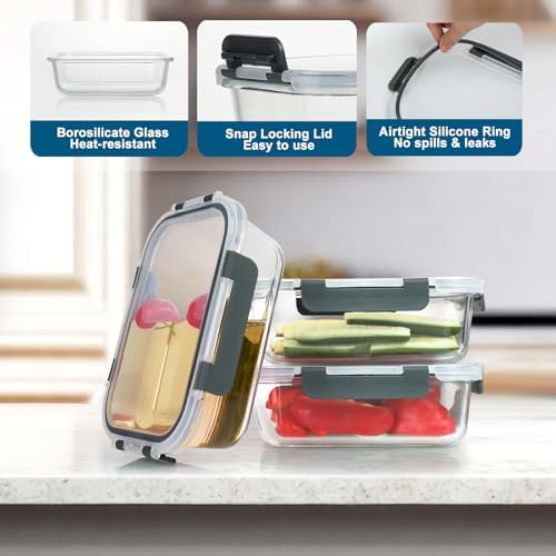 10 Pack Glass Meal Prep Containers with Lids