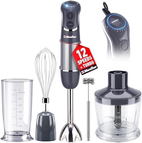Multistick 5-in-1 Immersion Blender Handheld, 12-Speed Hand Mixer