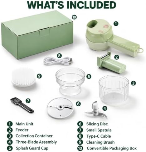 4 in 1 Handheld Electric Vegetable Cutter, Food Chopper with Container (White) - Image 5