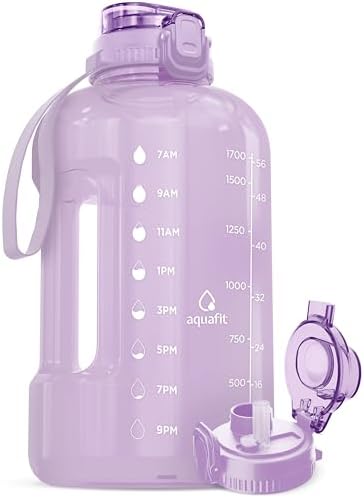 Half Gallon Water Bottle with Time Marker, 2in1 Lid
