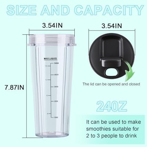 BN301 BN300 20 OZ Replacement Cups for Ninja Nutri-Plus Personal Blender - Image 4