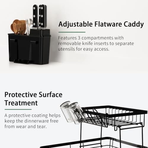 2-Tier Multifunctional Dish Drying Rack, Sturdy and Space-Saving
