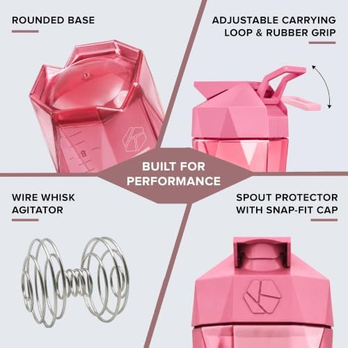 Keelo 28 oz Protein Shaker Bottle, 100% Leakproof Shaker Cup, Pink - Image 6