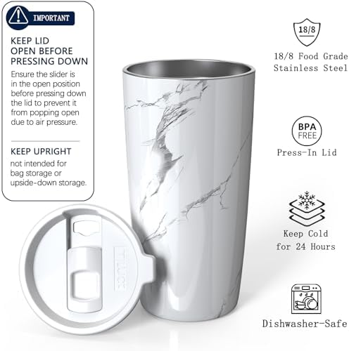 TILUCK 20 oz Insulated Coffee Tumbler with BPA-Free Lid - Image 2
