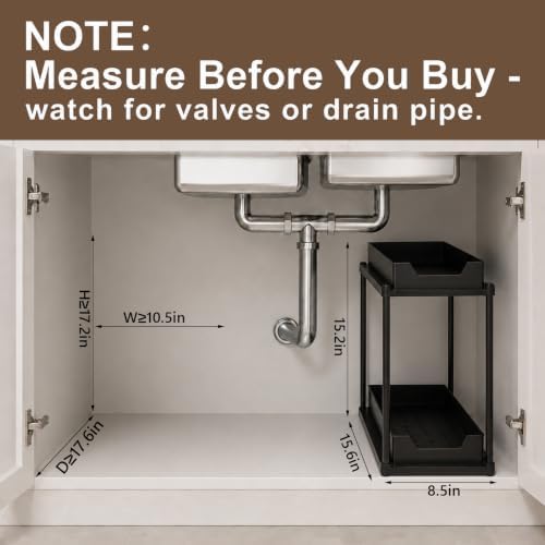 Under Sink Organizer for Bathroom & Kitchen, Large Capacity 2-Layer Sliding