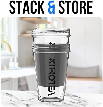 VELOMIX 2 Pack 20oz Protein Shaker Bottle for Protein Mixes, Clear Prime - Image 5