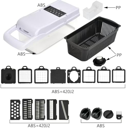 Vegetable Chopper and Slicer, 22-in-1 Multi-Purpose Kitchen Mandoline, Food Dicer with Collection Tray, White - Image 6