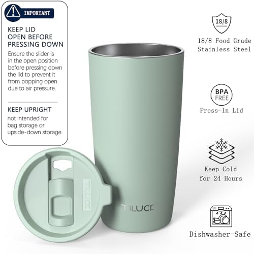 TILUCK 20 oz Insulated Coffee Tumbler with BPA-Free Lid - Image 2