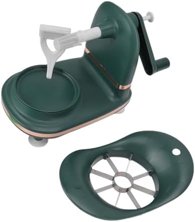 Manual Apples Peeler, Fruit Peeler Machine with Divider Fruit Peel Tool with Suction Base for Home Kitchen Pie Making (Dark green)