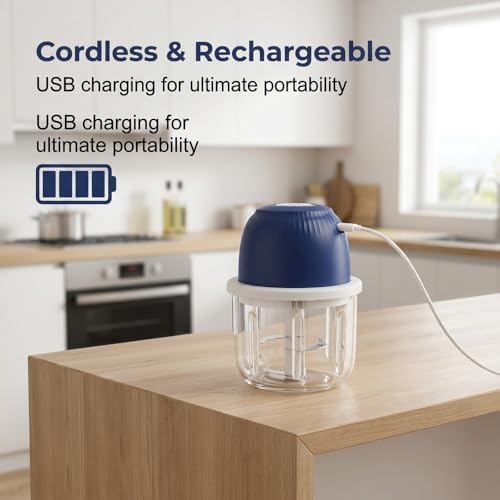 Electric Garlic Chopper, Portable Mini Food Processor, Upgrade Cordless Chopper for Home Cooking, Rechargeable Onion Chopper for Kitchen Users (1) - Image 6