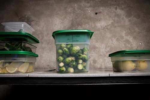 Food Storage Container with Lid (Microwave Safe and BPA-Free) - 2 Pack - Classic Series Square with Green Lid - 4 QT (Quart) - Commercial Grade for Food Prep (Translucent)