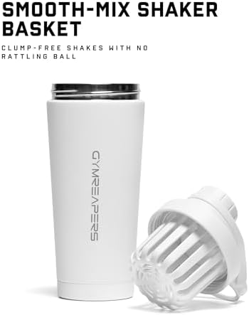 Gymreapers Stainless Steel Protein Shaker Bottle - Double Wall Insulated, Leak Proof, BPA-Free Metal Vacuum Blender Cup For Gym, Sports, Pre & Post-Workout Cold Hydration - 26 OZ (White) - Image 3