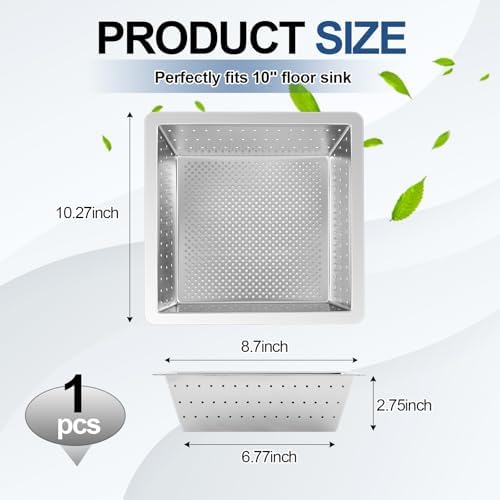 2 Pcs 10 x 10 x 3'' Stainless Steel Commercial Floor Drain Strainer