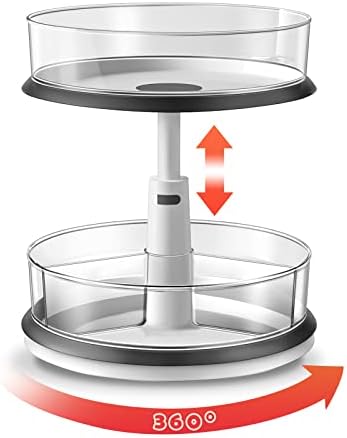 Lazy Susan Medicine Bottle Organizer for Cabinet 2 Tier Clear
