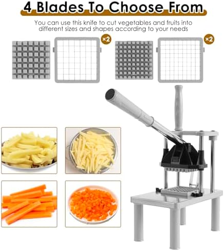Commercial Vegetable Chopper w/ 4 Replacement Blades, Heavy Duty Stainless Steel Dicer Cutter, Potato Dicer & Fruit Slicer for Onion, Cabbage, Carrots, Potato, Mushroom - Image 6