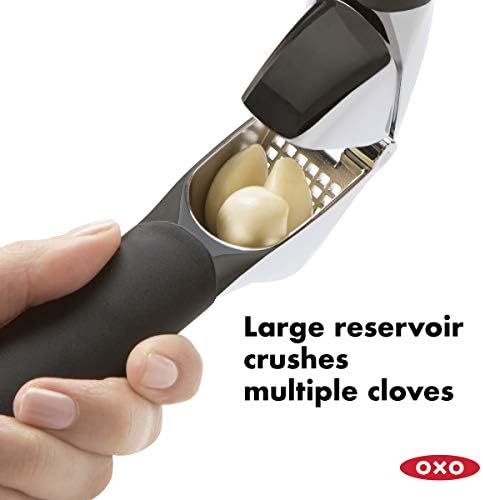 OXO Good Grips Hand-Held Mandoline Slicer & Good Grips Soft-Handled Garlic Press, Black, One Size - Image 4