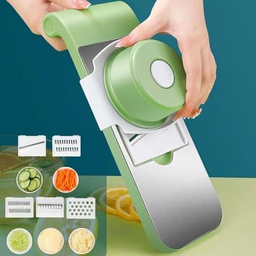 Multifunctional Vegetable Cutter, Portable Mandoline Slicer for Kitchen, Adjustable Vegetable Cutter with Stainless Steel Blades, Home Essentials & Kitchen Gadgets (3Blades/Set) - Image 4