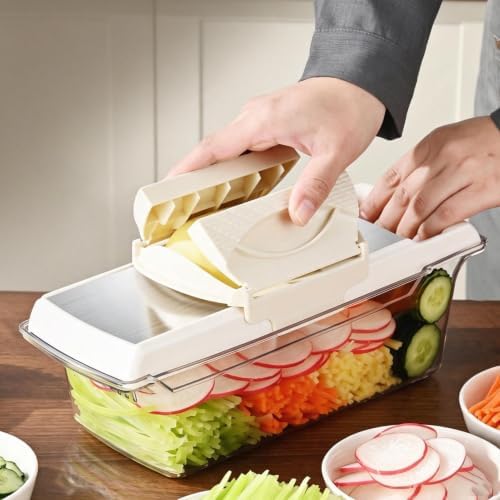 Potato Slicer - Adjustable Stainless Steel Cutter - Safe Design Container - Image 4