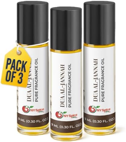 NY Spice Shop Dua Al- Jannah Musk Fragrance – Pack of 3 Musk Aroma Profile – Artisan Aroma Blend & Travel Friendly Perfume Oil for Pocket Perfume Bottle – Scent Collection Addition for Scent Lovers by NYSpiceShop