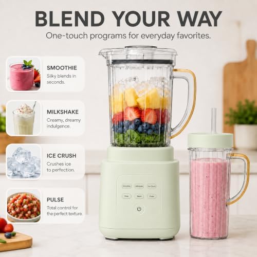 Power Exact Countertop Blender System, 700W Motor, 50oz Tritan Jar, 20oz To-Go Cup, 4 Presets, 3 Speeds PrecisionSense Technology (Green) - Image 4