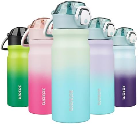 BJPKPK 18 oz Water Bottle with Straw & Handle, Insulated Stainless Flask by BJPKPK