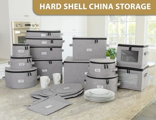 Cup and Mug Storage Box, Hard Shell, Stackable Storage Container with Lid