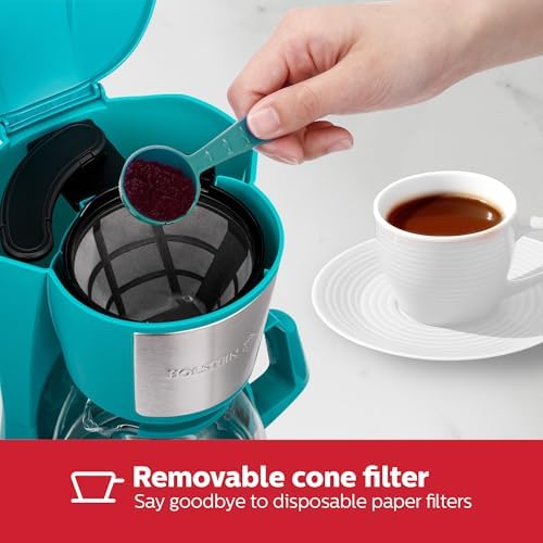 Holstein Housewares 5 Cup Drip Coffee Maker – Compact and User-Friendly with Auto Pause & Serve, Reusable Filter & Glass Carafe, Office & Dorm Use, Teal - Image 3