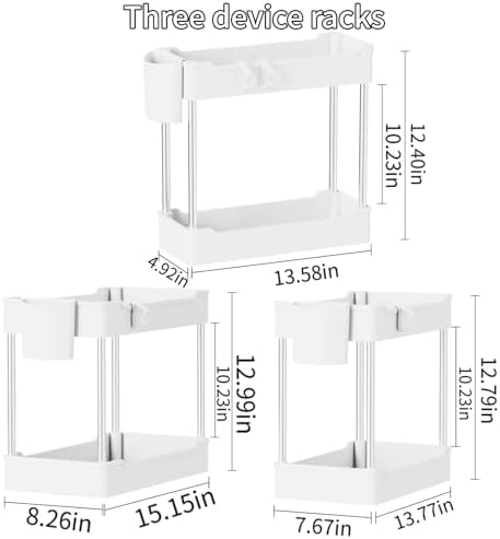3 Pack Under Sink Organizer Bathroom and Storage Cabinet (White)