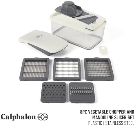 Vegetable Chopper With Container, 3 Blades with1 Chopper and1 Mandoline, 5-in-1 Food Chopper with Stainless Steel Blades & Mandoline Slicer, Multi-Functional Dicer with Storage Container