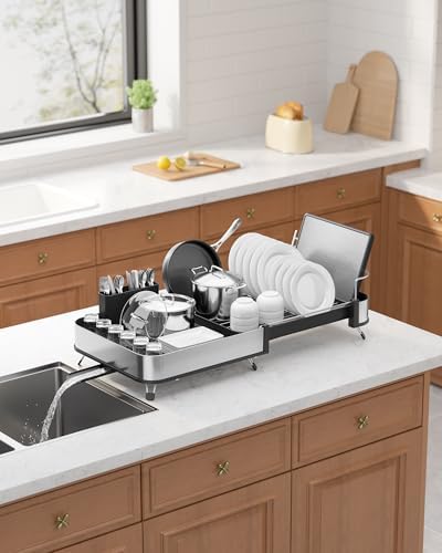 Expandable Metal Dish Drying Rack, 16.1-26.6" L x 12.6" W, Black