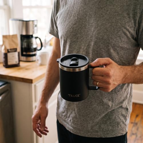 TILUCK 12 oz Insulated Coffee Mug with Lid and Handle - Image 4