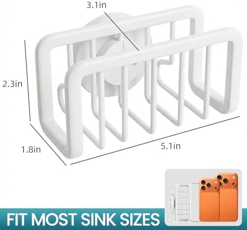Rustproof Sponge Holder for Kitchen Sink with Suction Cup-White