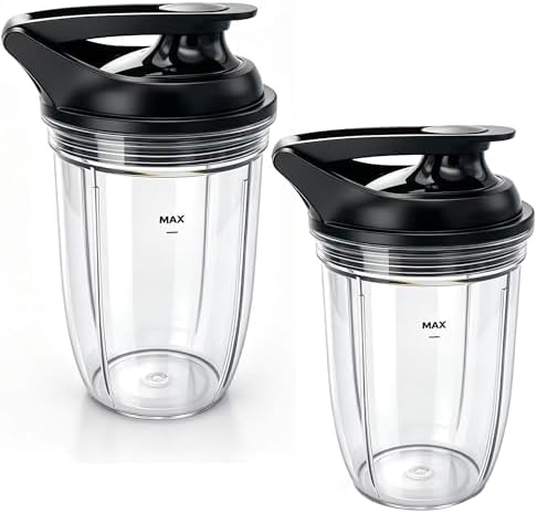 Replacement juicer personal jar 18oz cup with Premium to go lid（Pack of 2pcs) Compatible with NutriBullet Blender Combo（ZNBF30400Z/ZNBF30500Z）/Select Blender 1200（NB07200-1210） /PRO 1000 Blender by Unknown