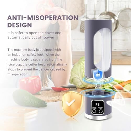 Portable Blender Cordless for Shakes and Smoothies,12 Blades USB Rechargeable Small Blender,16 oz Personal for Ice and Frozen Fruit,Compact and Easy to Clean,Ideal for Home and Travel (Purple) - Image 4