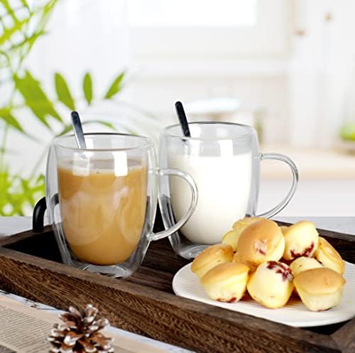 6 Pack Double Walled Coffee Cups Glasses Mug 12oz Borosilicate Glass