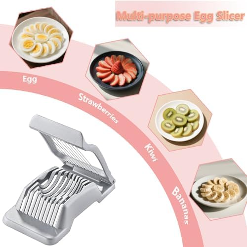 Hard-Boiled Egg Slicer, Strawberry Slicer, Stainless Steel Wire, Suitable for Hard-Boiled Eggs, Strawberries, Butter, Kiwis, Heavy-Duty Aluminum Tomato Sliver - Image 4