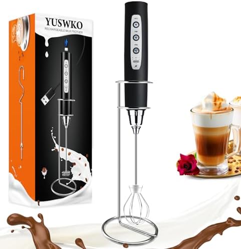 Handheld Milk Frother Wand for Coffee, Rechargeable Electric Whisk