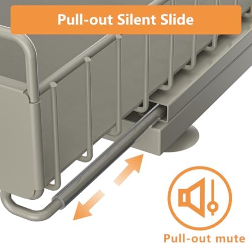 Under Sink Organizer, 2 Packs Under Sink Organizers and Storage, Slide Out Pull Out Cabinet Organizer Shelf with Metal Drawers for Kitchen Bathroom Pantry, Gray
