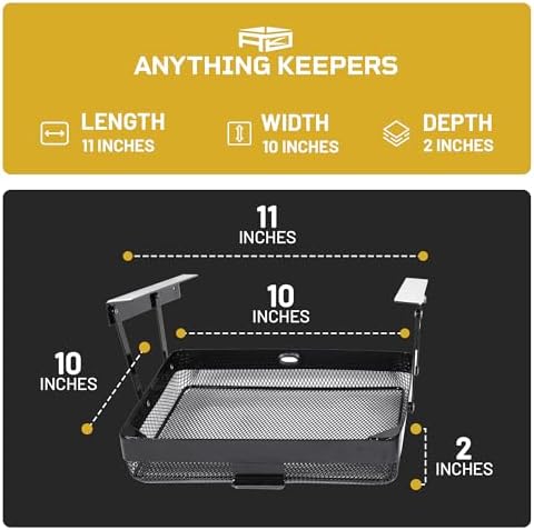 KEEPERS Anything Keeper – Compact 11x10 in Under Cabinet Pull-Down Basket, Hidden Steel Organizer for K-Cups, Spices & Small Items, Magnetic Close, Kitchen RV Desk – Black