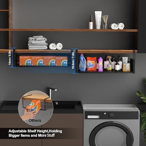 2Pack Expandable Under Shelf Storage Basket Organizer,Black