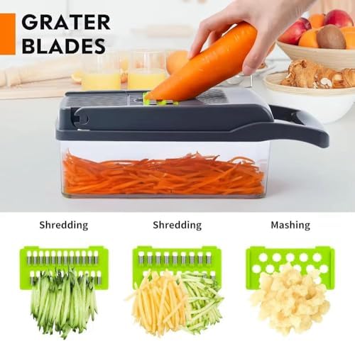 Multifunctional16-in-1 Food Chopper Pro Vegetable & Onion Cutter Kitchen Vegetable Slicer Dicer Kitchen Tools with container - Image 4