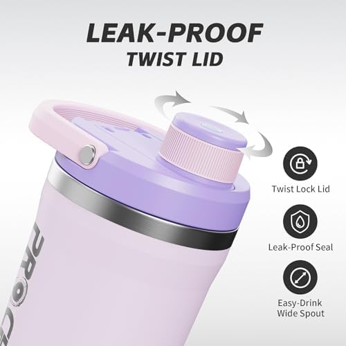 PROCHAIN Insulated Stainless Steel Protein Shaker Bottle, 20oz Metal Mixer - Image 3