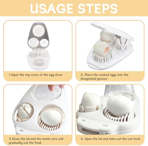 3-in-1 Egg Slicer for Hard Boiled Eggs, Manual Egg Cutter, Dishwasher Safe - Image 4