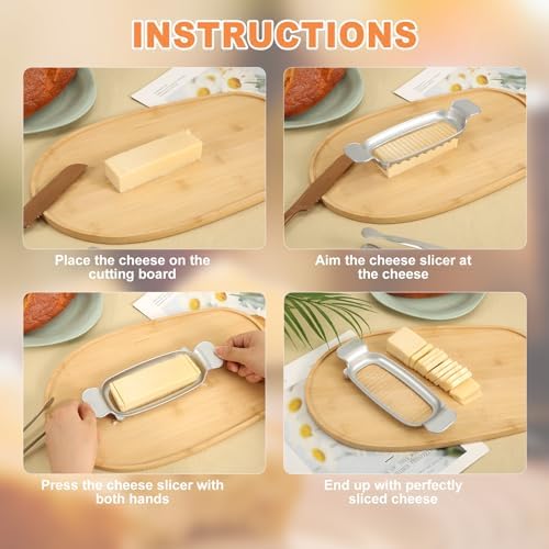 2pcs Cheese Slicer, Stainless Steel Butter Slicer Tool Handheld Cheese Cutter Wire Butter Cutter Single Stick Kitchen Slicing Tool for Fruit Eggs Butter Cheese - Image 6
